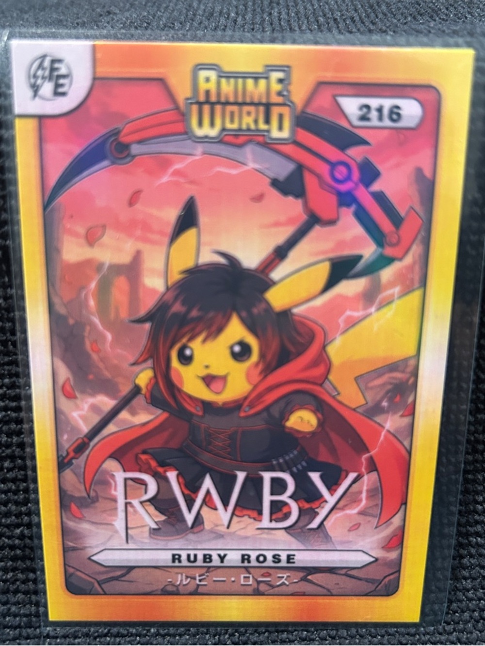 Pokemon Yellow & Red Anime World RWBY Ruby Rose Inspired Trading Card